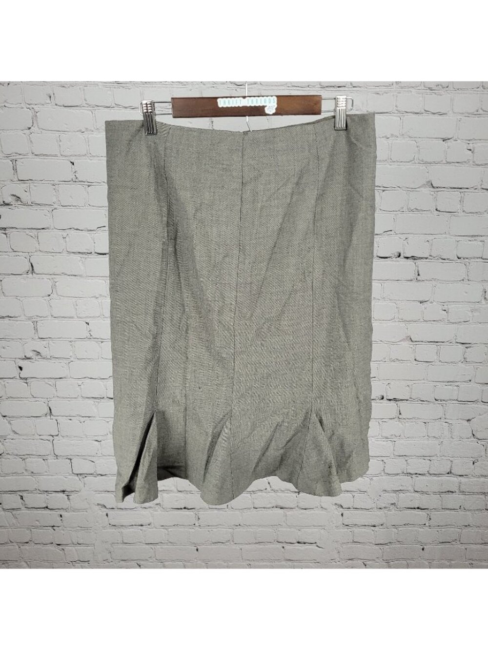 Lauren Ralph Lauren Grey 100% Wool Zip Closure Lined Skirt Size 12 (32x25)